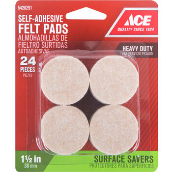 Ace Felt Self Adhesive Pad Brown Round 1-1/2 in. W 24 pk