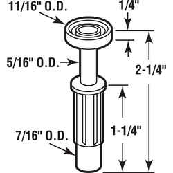 Prime-Line 3/4 in. D X 2-1/4 in. L Mill Plastic/Steel Guide Roller 2 pk