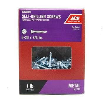 Ace 3/4 in. L x 6-20 Sizes Phillips Pan Head Steel Zinc-Plated Self- Drilling Screws 1 lb.