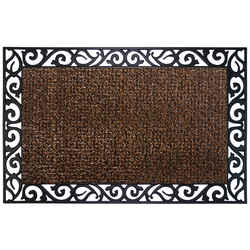 GrassWorx Wrought Iron Stems and Leaves Style Brown Polyethylene/Rubber Nonslip Door Mat 36 in.