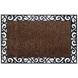 GrassWorx Wrought Iron Stems and Leaves Style Brown Polyethylene/Rubber Nonslip Door Mat 36 in.