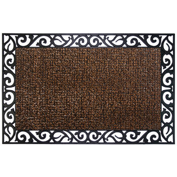 GrassWorx Wrought Iron Stems and Leaves Style Brown Polyethylene/Rubber Nonslip Door Mat 36 in.