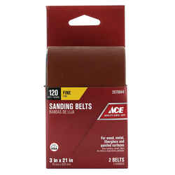 Ace 21 in. L x 3 in. W Aluminum Oxide Sanding Belt Fine 120 Grit 2 pk