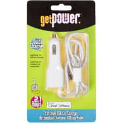 Get Power 3 ft. L USB Car Charger 1 pk