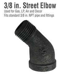 Pipe Decor No FIP 3/8 in. 3/8 in. Dia. Black Malleable Iron Street Elbow MIPT
