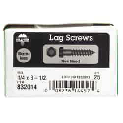 HILLMAN 1/4 in. x 3-1/2 in. L Stainless Steel Lag Screw Hex 25 pk