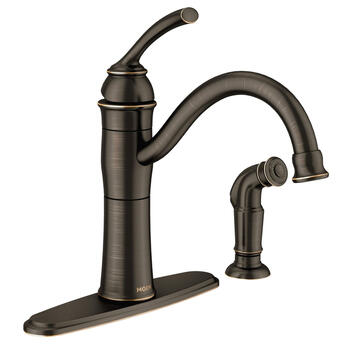 Moen Braemore Braemore One Handle Mediterranean Bronze Kitchen Faucet Side Sprayer Included