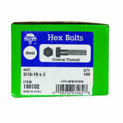 HILLMAN 5/16 in. Dia. x 2 in. L Zinc Plated Steel Hex Bolt 100 box