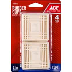 Ace Rubber Caster Cup White Square 2 in. W x 2 in. L 4 pk