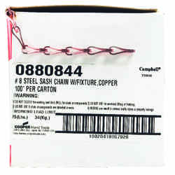 Campbell Chain No. 8 in. Twist Link Carbon Steel Sash Chain 3/64 in. Dia. x 100 ft. L Copper