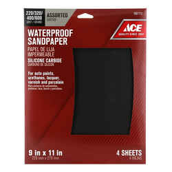 Ace 11 in. L X 9 in. W Assorted Grit Silicon Carbide Sandpaper 4 pk