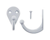 Ace 3-1/4 in. L Metal Medium Single Garment Hook 2 pk White