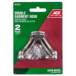 Ace 1 in. L Satin Nickel Silver Small Double Garment Hook 2 pk Brass