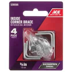 Ace 3/4 in. H x 2.750 in. W x 3/4 in. D Steel Inside L Corner Brace