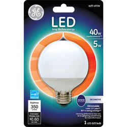 GE G25 E26 (Medium) LED Bulb Soft White 40 Watt Equivalence 1 pk