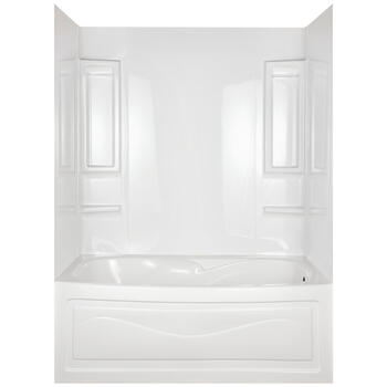 ASB Vantage 60 in. H x 60 in. W x 27.5 in. L White Five Piece Right Hand Bathtub Wall