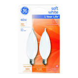 GE Lighting 40 watts CA10 Incandescent Bulb 360 lumens Soft White Decorative 2 pk