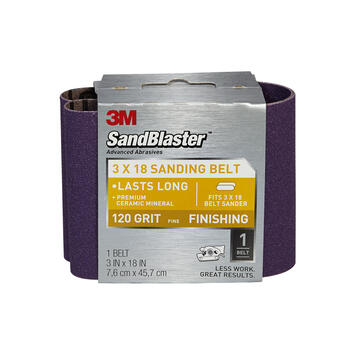 3M SandBlaster 18 inch in. L x 3 in. W Ceramic 120 Grit Sanding Belt 1 pc. Fine