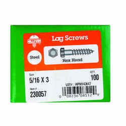 HILLMAN 3 in. L x 5/16 in. Hex Steel Lag Screw 100 pk