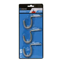 Crawford 2.66 in. L Vinyl Coated Gray Steel Hook 20 lb. Medium Duty Storage 3 pk