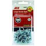 Ace 3/8 in. Dia. x 1-1/16 in. L Zinc-Plated Steel Screw Eye 8 lb. capacity 100 pk