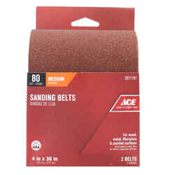 Ace 36 in. L x 4 in. W Aluminum Oxide Sanding Belt 80 Grit Medium 2 pk