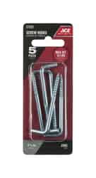 Ace Small Zinc-Plated Silver Steel Square Bend Screw Hook 6 pk 2.375 in. L 25 lb.