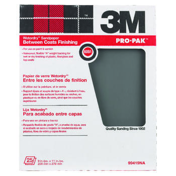 3M Pro-Pak 11 in. L X 9 in. W 600 Grit Silicon Carbide Sandpaper 25 pk