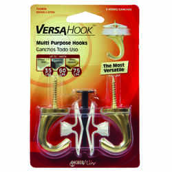 HILLMAN Brass Small Versa Hook 75 lb. 2 pk