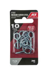 Ace 1/8 in. Dia. x 1-1/8 in. L Zinc-Plated Steel Screw Eye 35 lb. capacity 10 pk