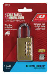 Ace 1-7/8 in. H x 1-1/4 in. W x 1/2 in. L Brass 4-Dial Combination Padlock 1 pk