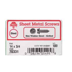 HILLMAN 3/4 in. L x 14 Slotted Zinc-Plated Steel Sheet Metal Screws 100 per box Hex Washer