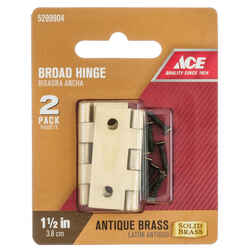 Ace 2.75 in. W x 1-1/2 in. L Antique Brass Brass Broad Hinge 2 pk