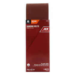 Ace 21 in. L x 3 in. W Aluminum Oxide Sanding Belt Medium 5 pk 80 Grit