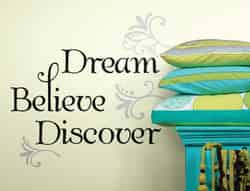 Roommates 16 in. W X 8 in. L Dream Believe Discover Peel and Stick Wall Decal