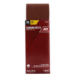 Ace 21 in. L x 3 in. W Aluminum Oxide Sanding Belt 120 Grit Fine 5 pk