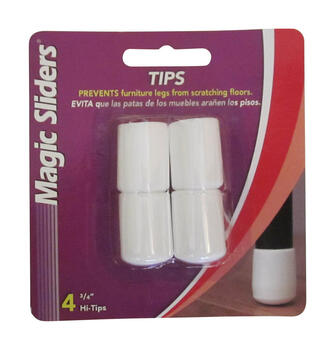 Magic Sliders Vinyl Leg Tip White Round 3/4 in. W 4 pk Self Adhesive