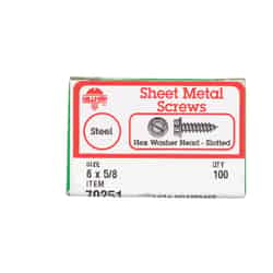 HILLMAN 5/8 in. L x 6 Slotted Zinc-Plated Steel Sheet Metal Screws 100 per box Hex Washer