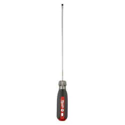Milwaukee 8 in. Slotted Cabinet 3/16 in. Screwdriver Chrome-Plated Steel Red 1 pc. Cushion Grip