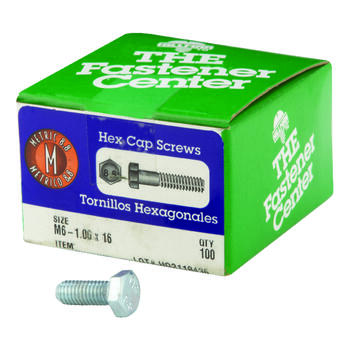 HILLMAN M6-1.00 mm Dia. x 16 mm L Heat Treated Steel Hex Head Cap Screw 100 box