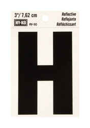 Hy-Ko 3 in. Reflective Vinyl H Letter Self-Adhesive Black