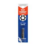 Best Way Tools TORX TORX Tamperproof Bit T27 x 1 in. L Screwdriver Bit 1/4 in. Hex 1 pc.