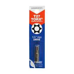 Best Way Tools TORX TORX Tamperproof Bit T27 x 1 in. L Screwdriver Bit 1/4 in. Hex 1 pc.