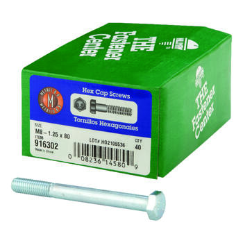 HILLMAN M8-1.25 mm Dia. x 80 mm L Heat Treated Steel Hex Head Cap Screw 40 box