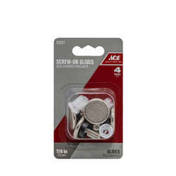 Ace Silver 1/4 in. Screw-On Nickel Chair Glide 4 pk