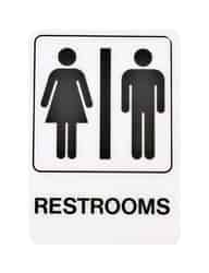 Hy-Ko English 7 in. H x 5 in. W Plastic Restrooms Sign