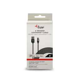 FoneGear Fuse Black MFI Certified Lightning USB Charge and Sync Cable For Apple 6 ft. L