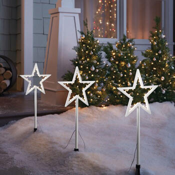 Celebrations LED Star Pathway Marker White Plastic 3 pc.