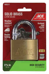 Ace 1-11/16 in. H x 2-3/8 in. W x 5/8 in. L Brass Padlock 1 pk Double Locking