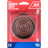 Ace Rubber Caster Cup Brown 3 in. W x 3 in. L 2 pk Round